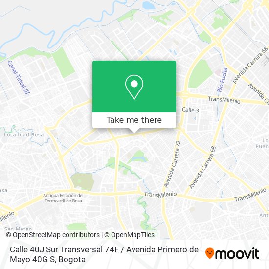 Mapa de Calle 40J Sur Transversal 74F / Avenida Primero de Mayo 40G S