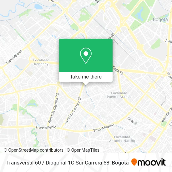 Mapa de Transversal 60 / Diagonal 1C Sur Carrera 58