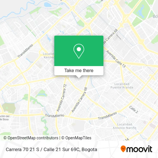 Mapa de Carrera 70 21 S / Calle 21 Sur 69C