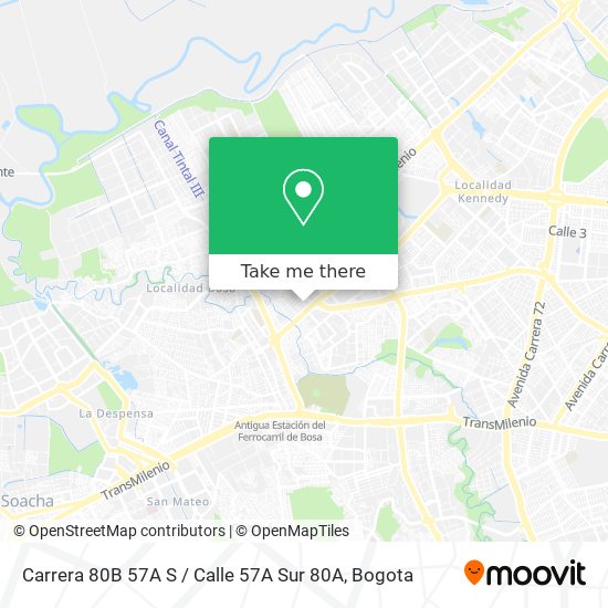 Carrera 80B 57A S / Calle 57A Sur 80A map