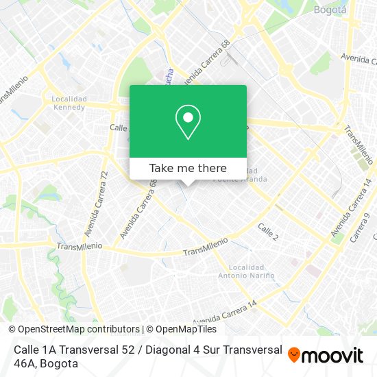 Mapa de Calle 1A Transversal 52 / Diagonal 4 Sur Transversal 46A