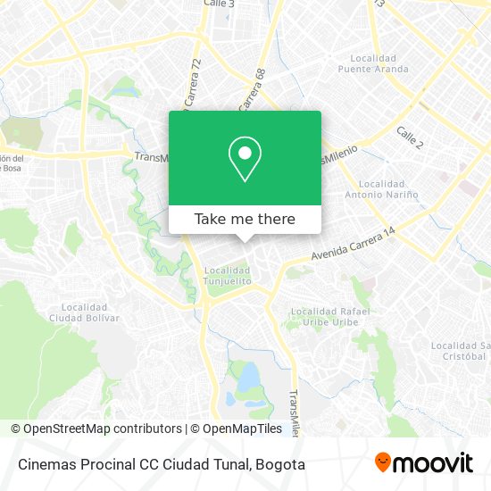 Mapa de Cinemas Procinal CC Ciudad Tunal