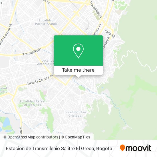 Mapa de Estación de Transmilenio Salitre El Greco