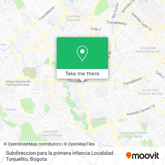 Mapa de Subdireccion para la primera infancia Localidad Tunjuelito