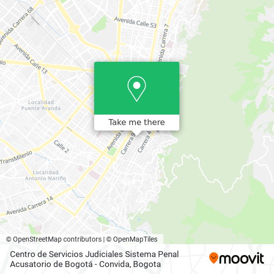 Mapa de Centro de Servicios Judiciales Sistema Penal Acusatorio de Bogotá - Convida