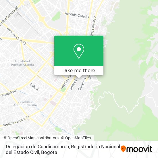 Delegación de Cundinamarca, Registraduria Nacional del Estado Civil map