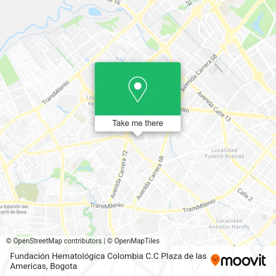 Mapa de Fundación Hematológica Colombia C.C Plaza de las Americas