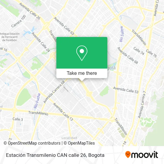 Mapa de Estación Transmilenio CAN calle 26