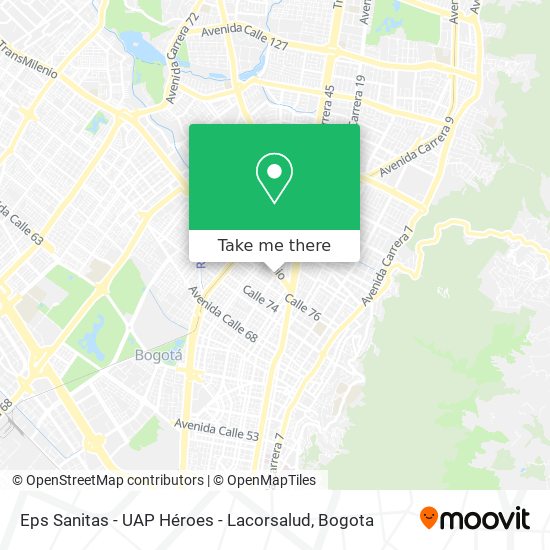 Eps Sanitas - UAP Héroes - Lacorsalud map