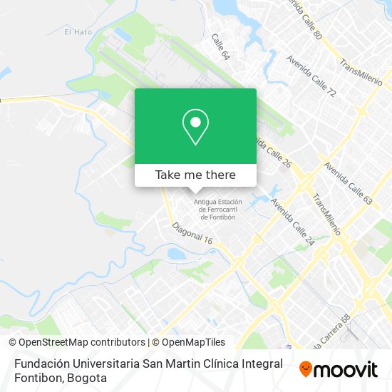 Mapa de Fundación Universitaria San Martin Clínica Integral Fontibon