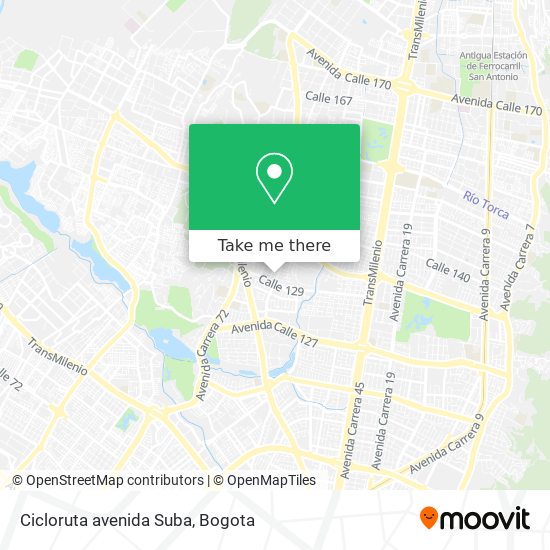 Cicloruta avenida Suba map