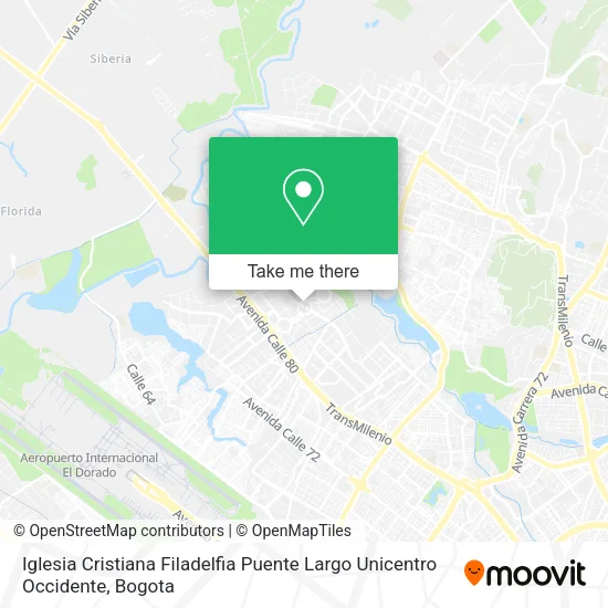 Mapa de Iglesia Cristiana Filadelfia Puente Largo Unicentro Occidente
