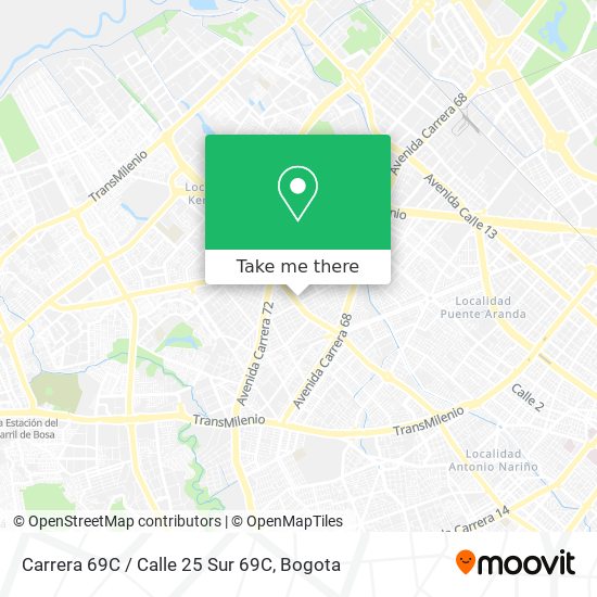 Mapa de Carrera 69C / Calle 25 Sur 69C