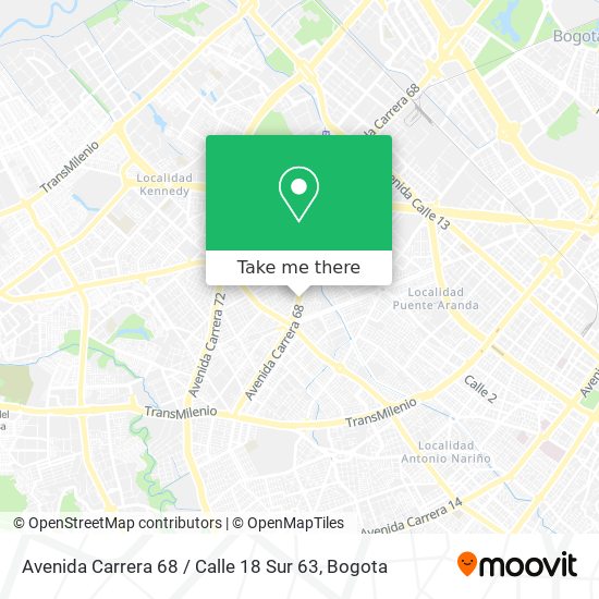 Mapa de Avenida Carrera 68 / Calle 18 Sur 63