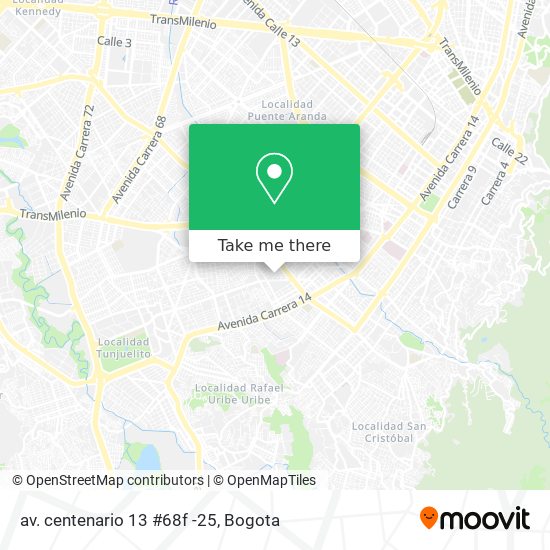 Mapa de av. centenario 13 #68f -25