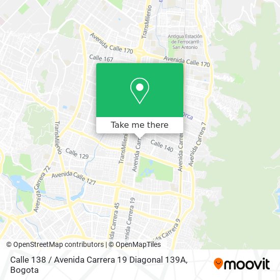 Calle 138 / Avenida Carrera 19 Diagonal 139A map
