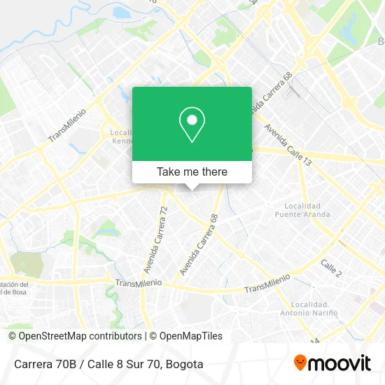 Mapa de Carrera 70B / Calle 8 Sur 70