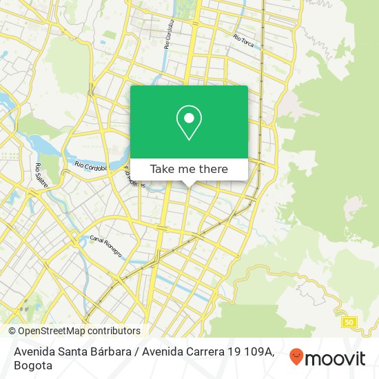 Mapa de Avenida Santa Bárbara / Avenida Carrera 19 109A