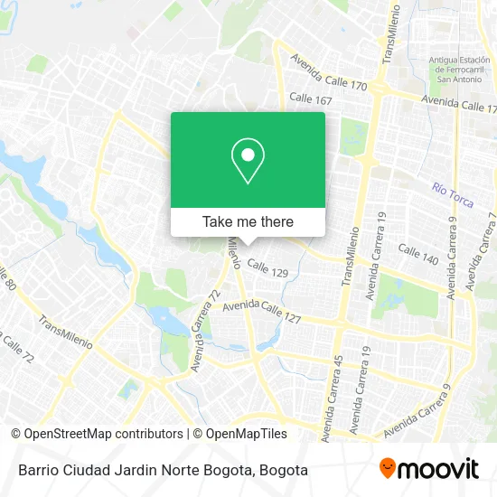 Mapa de Barrio Ciudad Jardin Norte Bogota