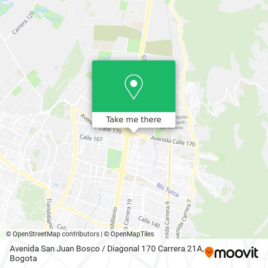 Avenida San Juan Bosco / Diagonal 170 Carrera 21A map