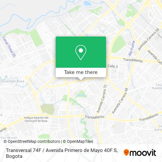 Transversal 74F / Avenida Primero de Mayo 40F S map