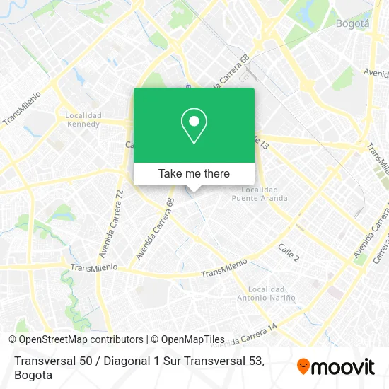 Mapa de Transversal 50 / Diagonal 1 Sur Transversal 53