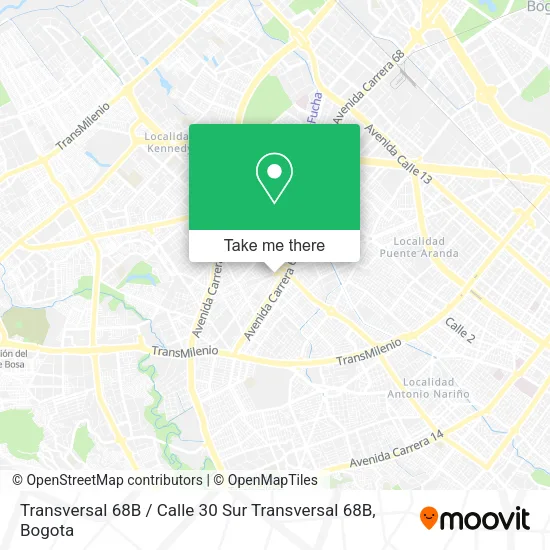Mapa de Transversal 68B / Calle 30 Sur Transversal 68B