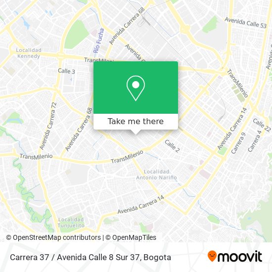 Mapa de Carrera 37 / Avenida Calle 8 Sur 37