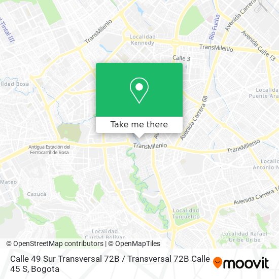 Calle 49 Sur Transversal 72B / Transversal 72B Calle 45 S map