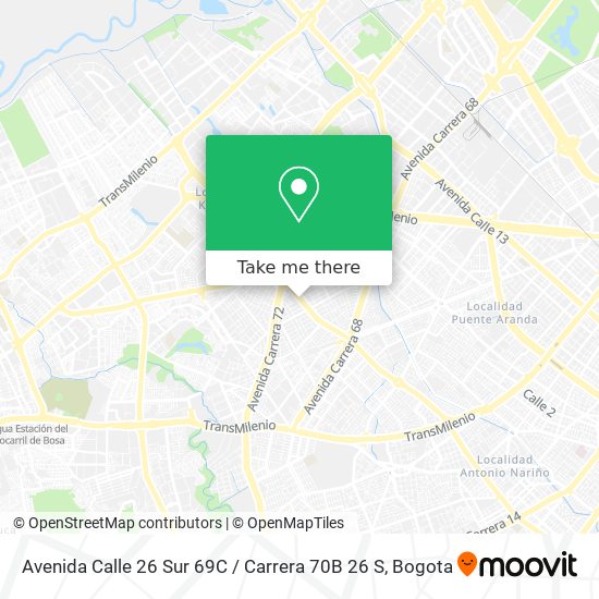Mapa de Avenida Calle 26 Sur 69C / Carrera 70B 26 S