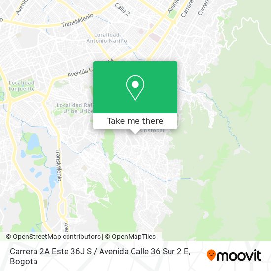 Carrera 2A Este 36J S / Avenida Calle 36 Sur 2 E map