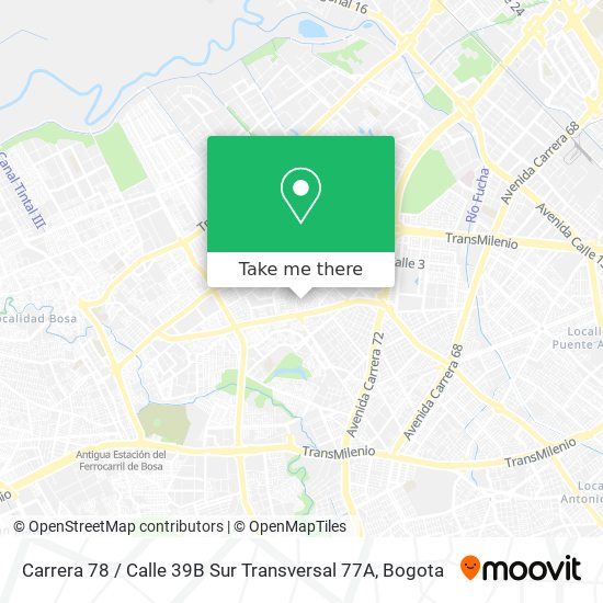 Carrera 78 / Calle 39B Sur Transversal 77A map