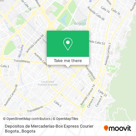 Mapa de Depositos de Mercaderias-Box Express Courier Bogota.