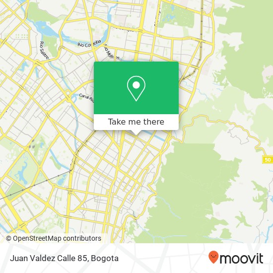 Juan Valdez Calle 85 map
