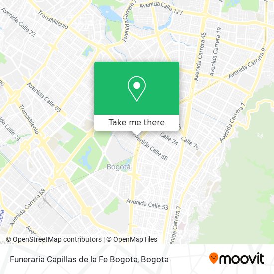 Funeraria Capillas de la Fe Bogota map