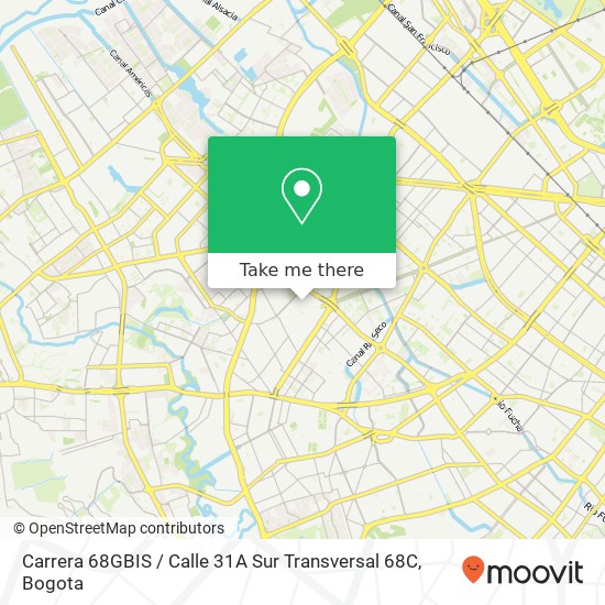 Mapa de Carrera 68GBIS / Calle 31A Sur Transversal 68C