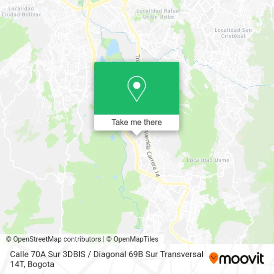 Calle 70A Sur 3DBIS / Diagonal 69B Sur Transversal 14T map