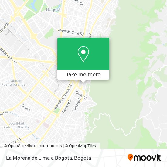 La Morena de Lima a Bogota map