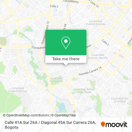 Mapa de Calle 41A Sur 26A / Diagonal 45A Sur Carrera 26A