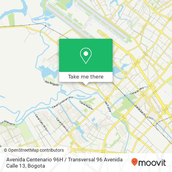 Mapa de Avenida Centenario 96H / Transversal 96 Avenida Calle 13