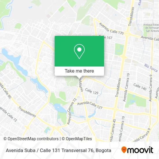 Avenida Suba / Calle 131 Transversal 76 map