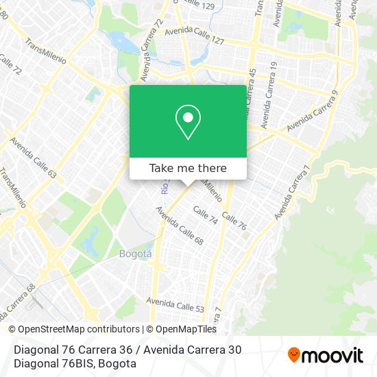 Diagonal 76 Carrera 36 / Avenida Carrera 30 Diagonal 76BIS map