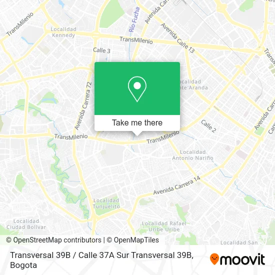 Mapa de Transversal 39B / Calle 37A Sur Transversal 39B