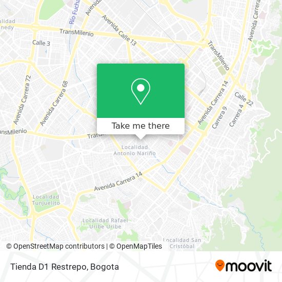 Mapa de Tienda D1 Restrepo