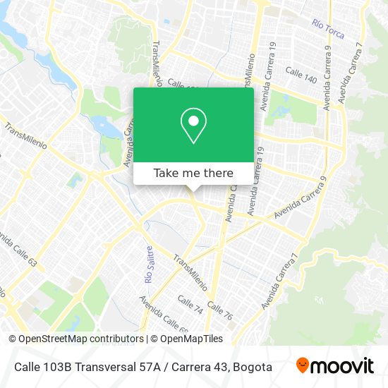 Mapa de Calle 103B Transversal 57A / Carrera 43