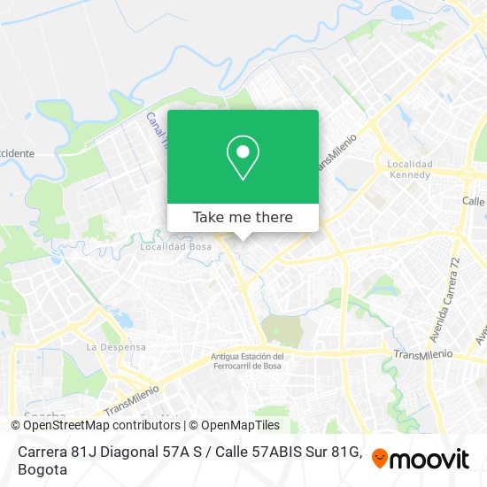 Mapa de Carrera 81J Diagonal 57A S / Calle 57ABIS Sur 81G