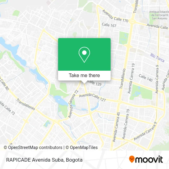 Mapa de RAPICADE Avenida Suba