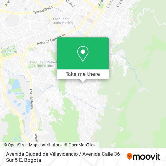 Mapa de Avenida Ciudad de Villavicencio / Avenida Calle 36 Sur 5 E