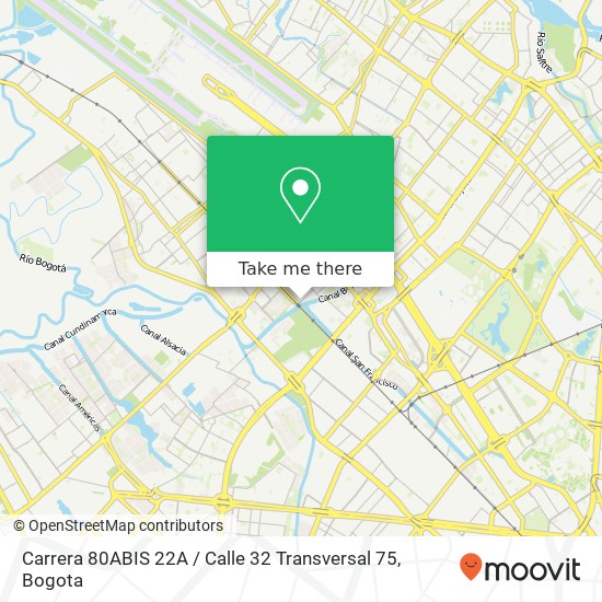 Mapa de Carrera 80ABIS 22A / Calle 32 Transversal 75