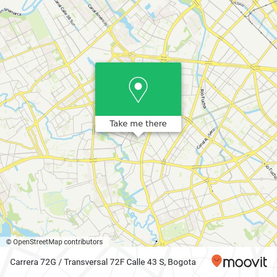 Mapa de Carrera 72G / Transversal 72F Calle 43 S